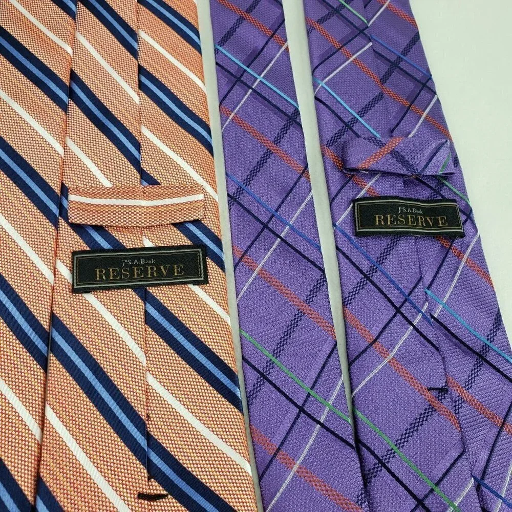 Jos A Bank Reserve 100% Silk Necktie *LOT OF 3* Blue Orange Purple 3 x 59 Tie